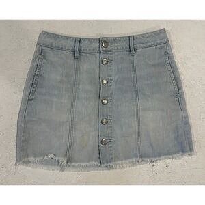 American Eagle‎ Skirt Mini Stretch Button Front Blue Denim Women's 6
